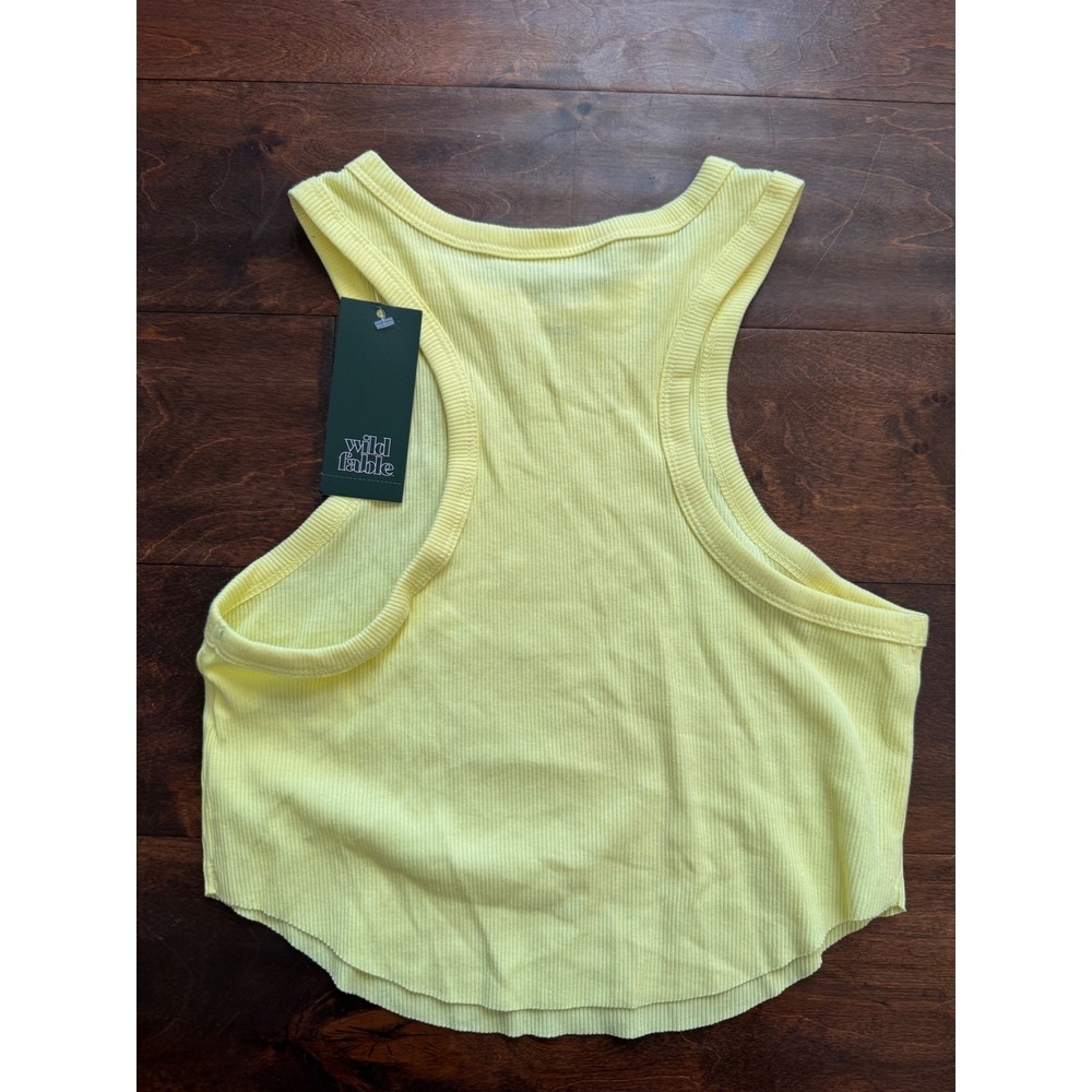 Wild Fable Yellow Ribbed High Neck Racerback Crop Tank Top Medium New With Tags